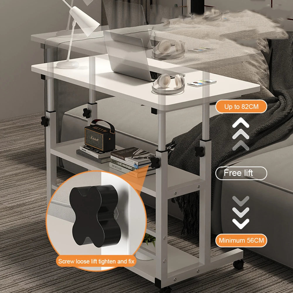 Height Adjustable Computer Desk Multi-Layer Storage Adjustable Bedside Laptop Desk Mobile Study Table