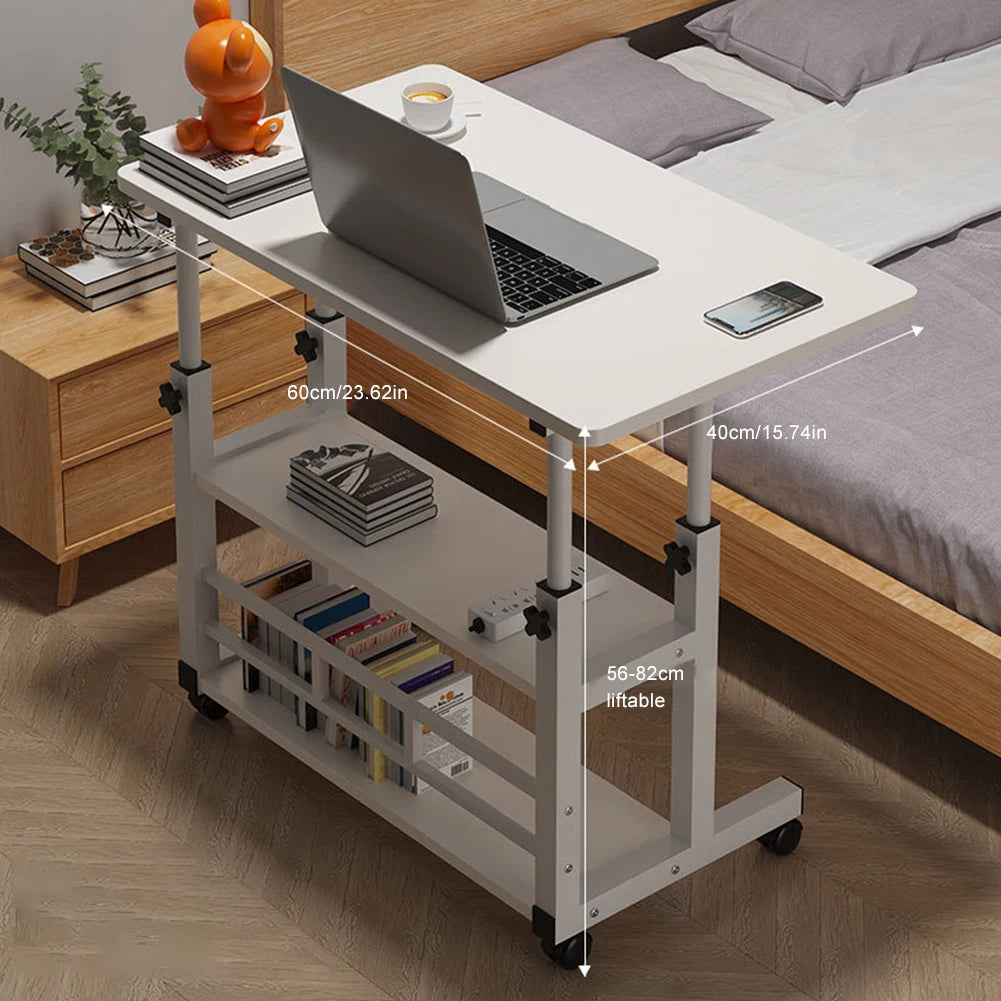 Height Adjustable Computer Desk Multi-Layer Storage Adjustable Bedside Laptop Desk Mobile Study Table