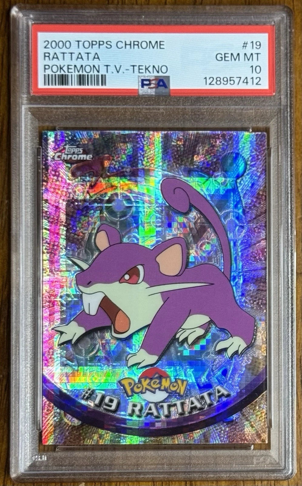 2000 Topps Chrome Pokemon Rattata Tekno PSA 10 Low Pop Rare #19 Series 1