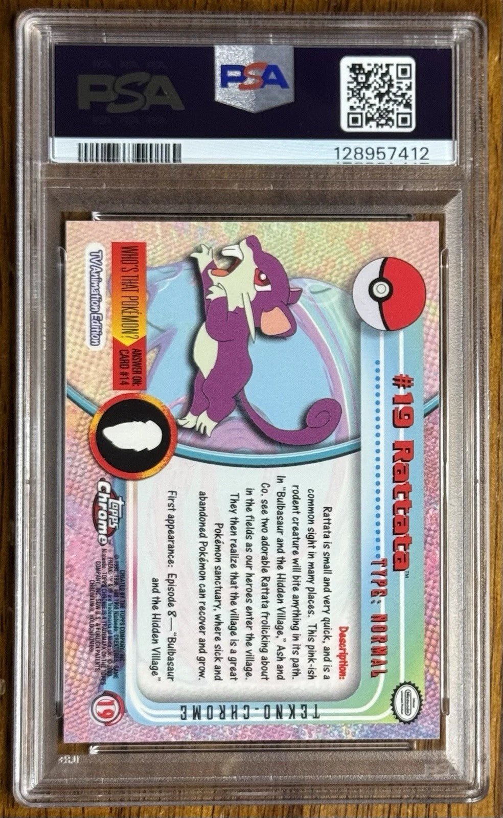 2000 Topps Chrome Pokemon Rattata Tekno PSA 10 Low Pop Rare #19 Series 1