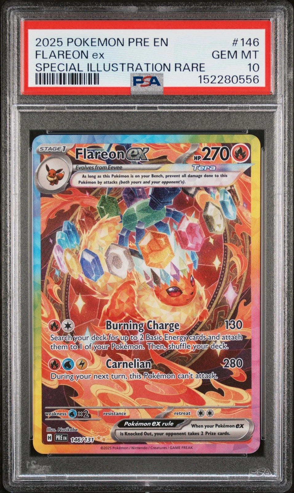 2025 POKEMON PRE EN-PRISMATIC EVOLUTIONS #146 FLAREON EX PSA 10