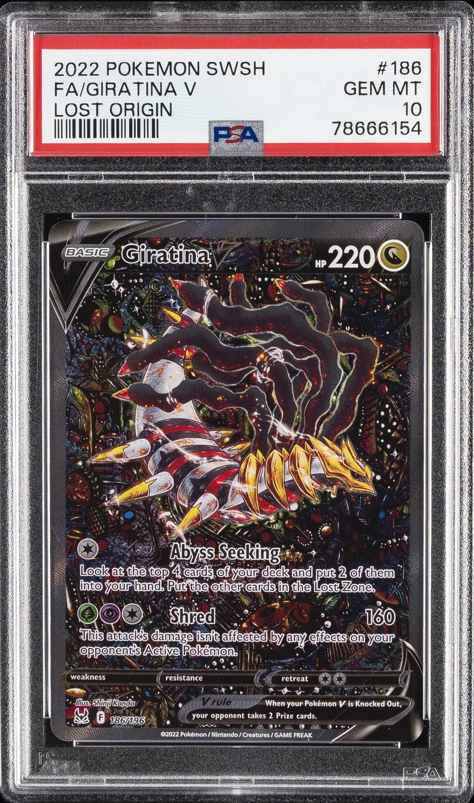2022 POKEMON SWORD & SHIELD LOST ORIGIN #186 FULL ART/GIRATINA V PSA 10