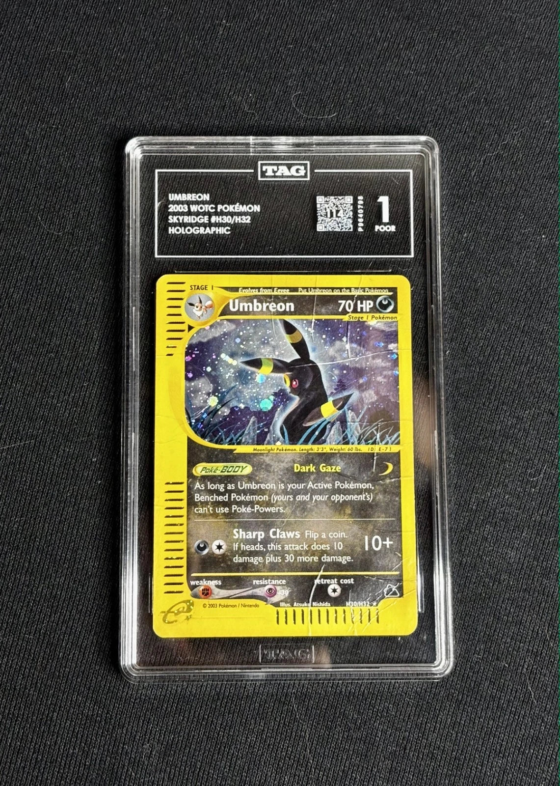 Pokemon Umbreon Skyridge Holo Rare #H30 TAG 1 POP 1