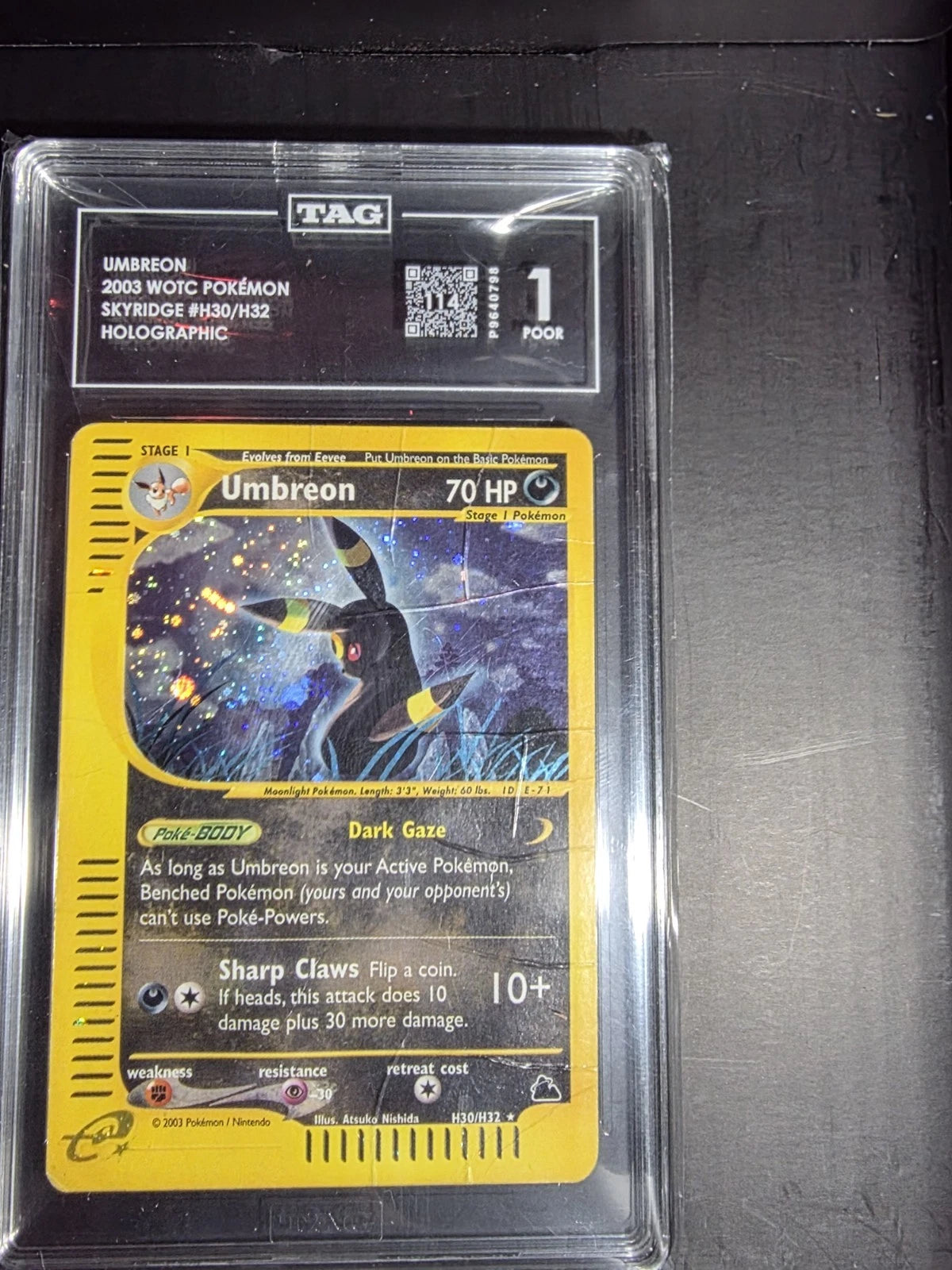 Pokemon Umbreon Skyridge Holo Rare #H30 TAG 1 POP 1