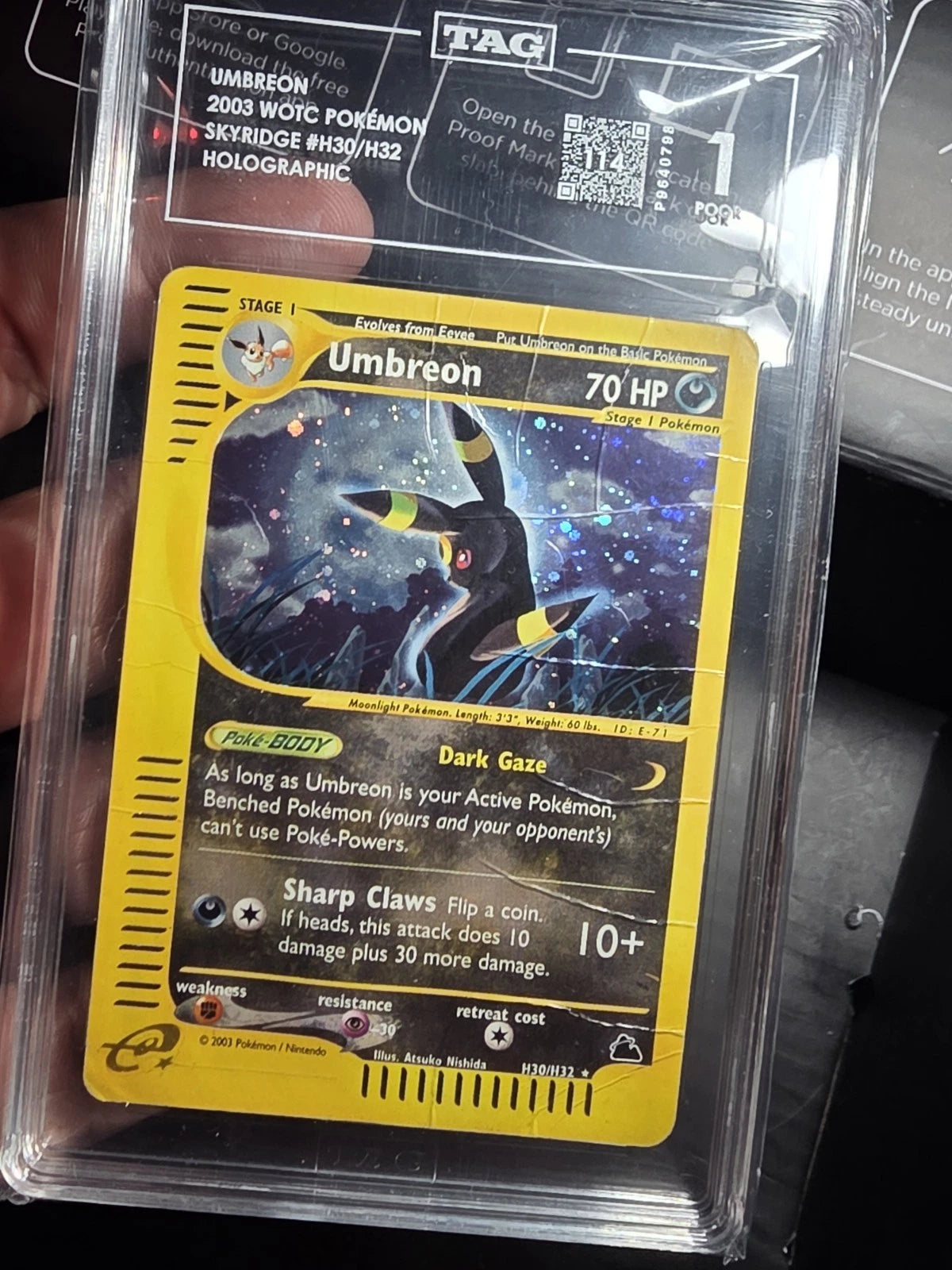 Pokemon Umbreon Skyridge Holo Rare #H30 TAG 1 POP 1